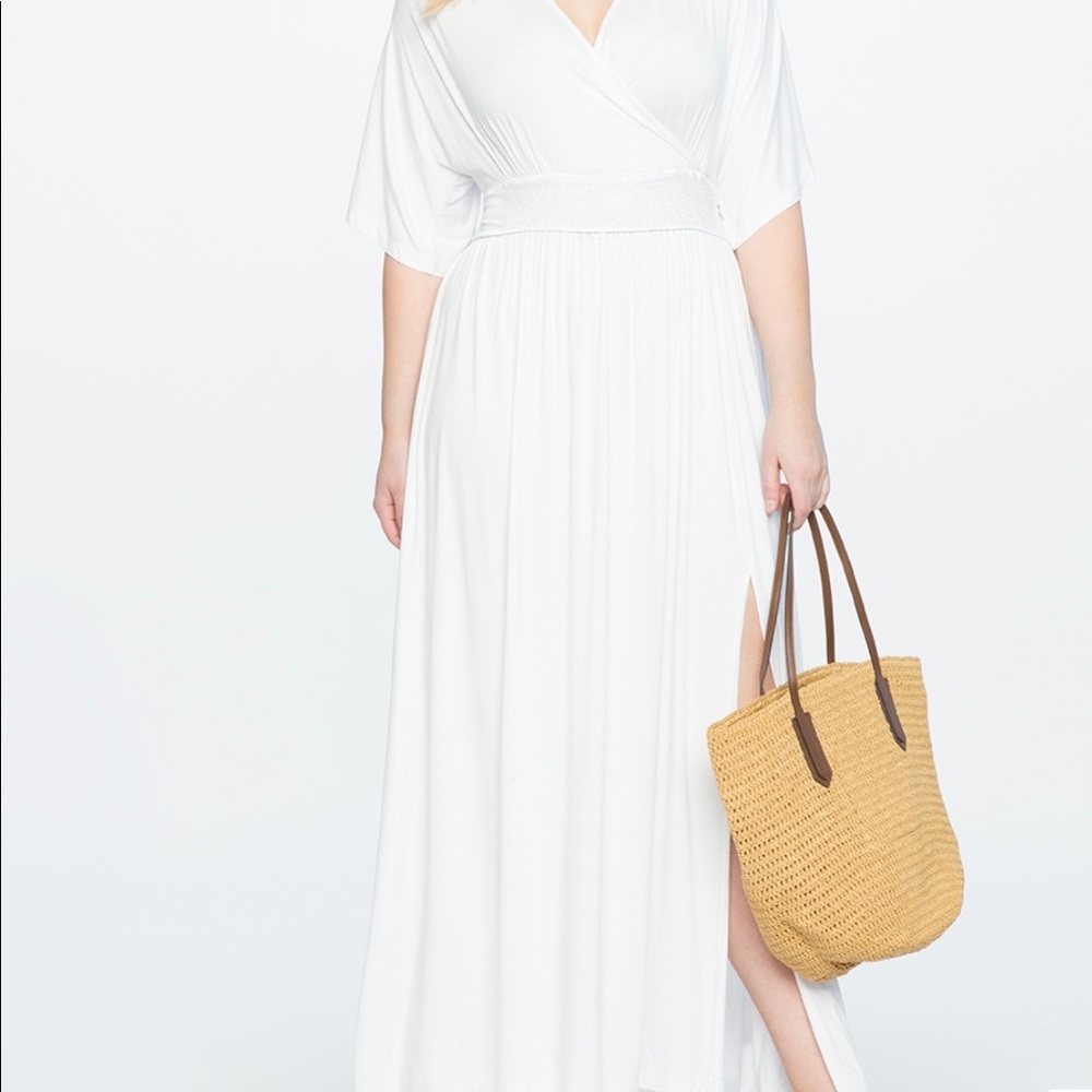 Navy Kimono Maxi Dress - High slit on leg, v-neck, very comfy and flattering.